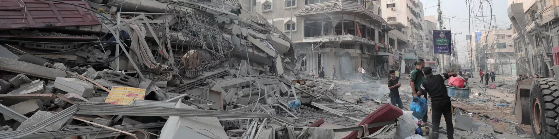View of destroyed buildings.